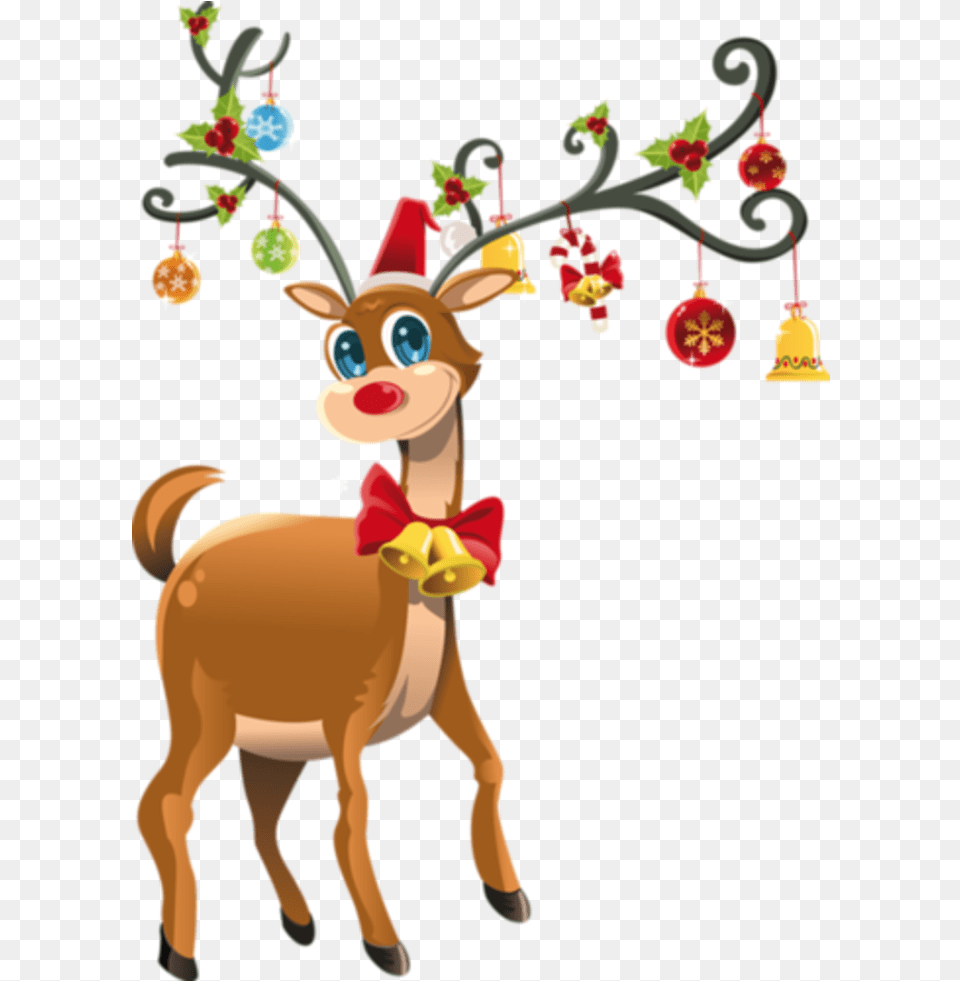Christmas Reindeer Clipart Petit Renne Au Nez Rouge, Animal, Deer, Mammal, Wildlife Png Image