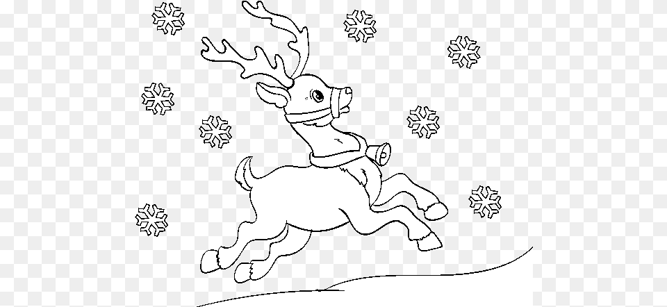 Christmas Reindeer Coloring, Stencil, Animal, Wildlife, Mammal Png Image