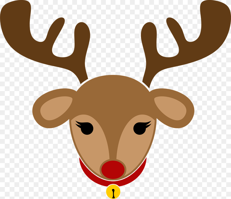 Christmas Reindeer Face Clipart, Animal, Deer, Mammal, Wildlife Free Png