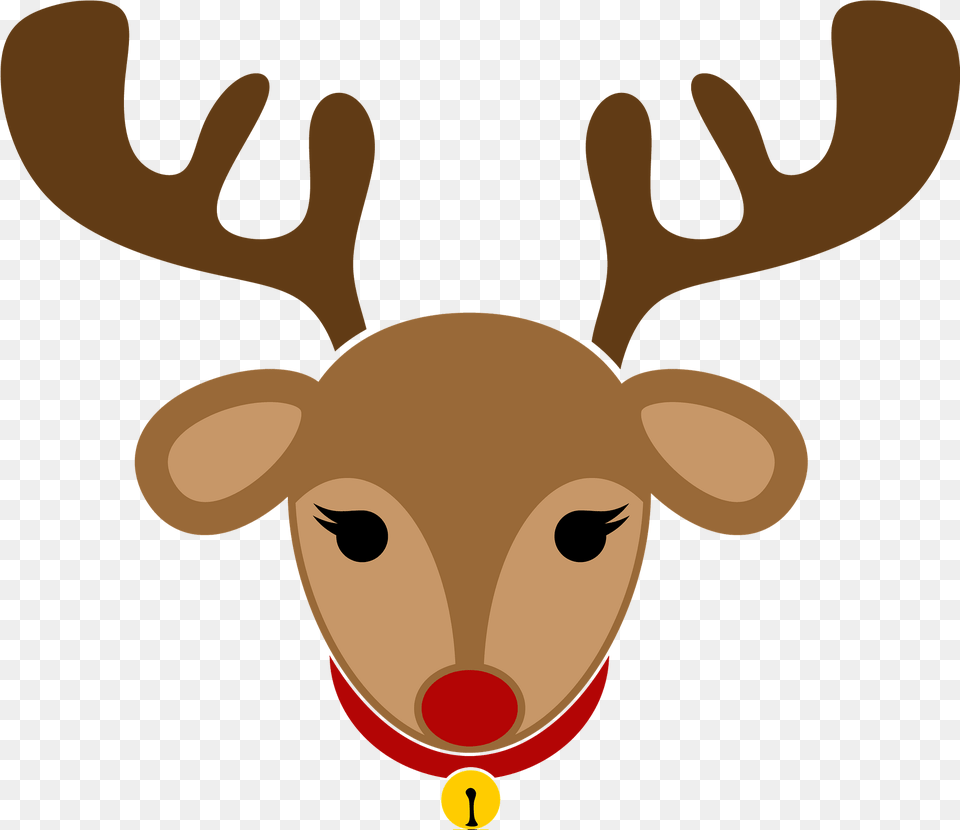 Christmas Reindeer Face Clipart Transparent Christmas Reindeer Cartoon Face, Animal, Deer, Mammal, Wildlife Png Image