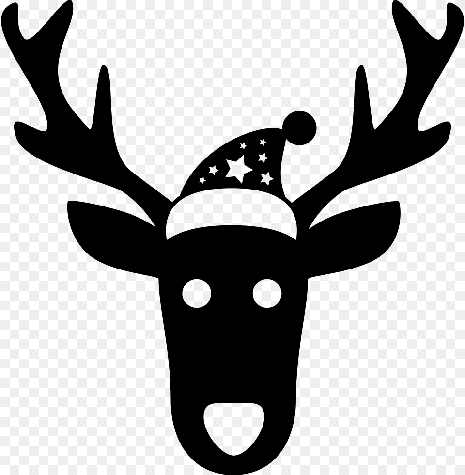 Christmas Reindeer Frontal Head Comments Icono De Reno, Stencil, Animal, Deer, Mammal Png Image