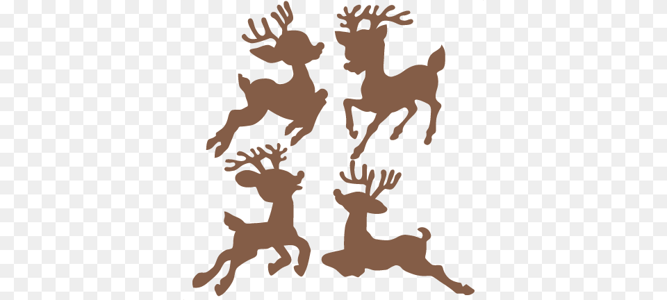 Christmas Reindeer Set Scrapbook Cute Clipart, Stencil, Silhouette, Animal, Mammal Png Image