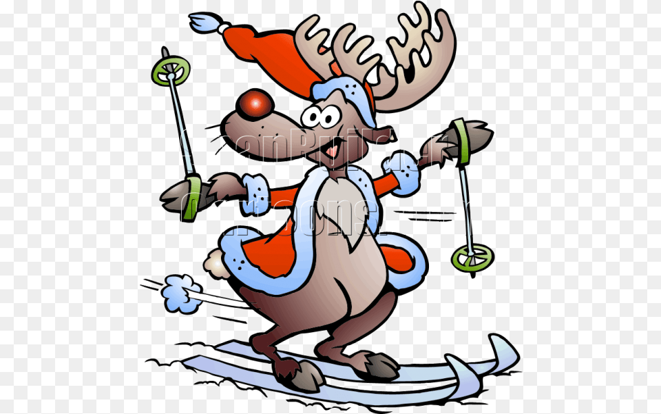 Christmas Reindeer Skiing Reindeer Playing Sport, Face, Head, Person Free Transparent Png