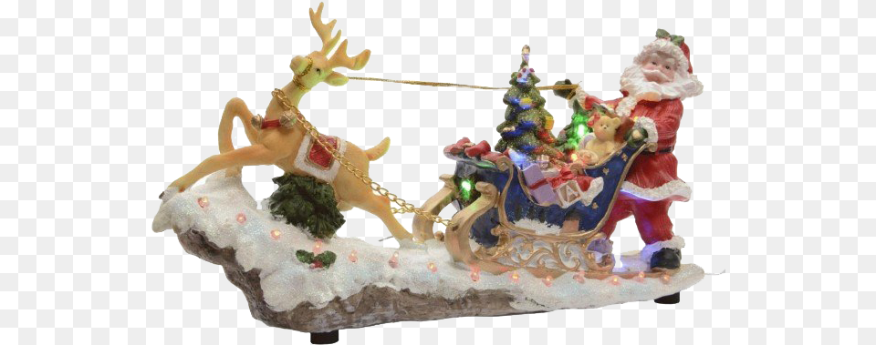 Christmas Reindeer Sleigh File Santa Claus, Figurine, Outdoors, Nature, Baby Free Png Download