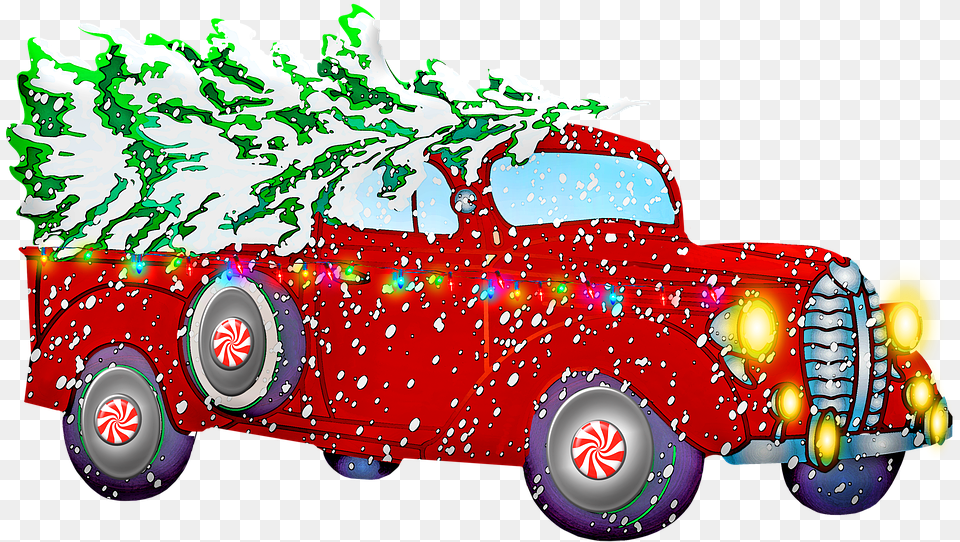 Christmas Retro Car Santa Claus Image On Pixabay Christmas Car, Transportation, Vehicle Free Png Download