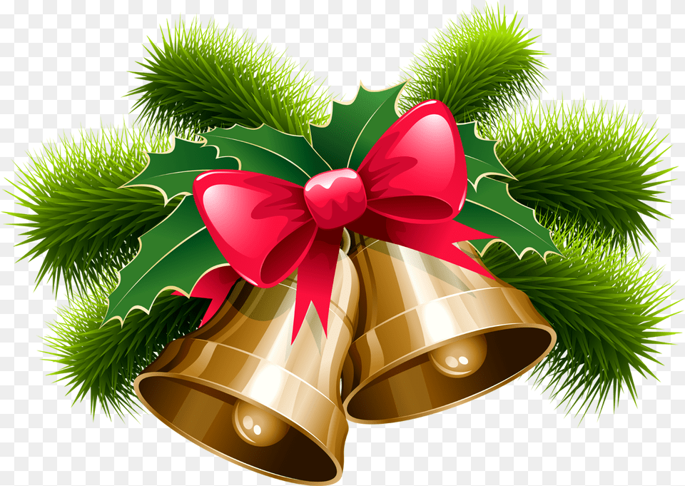 Christmas Ribbon Bell Holly New Year Bell, Plant Free Png Download