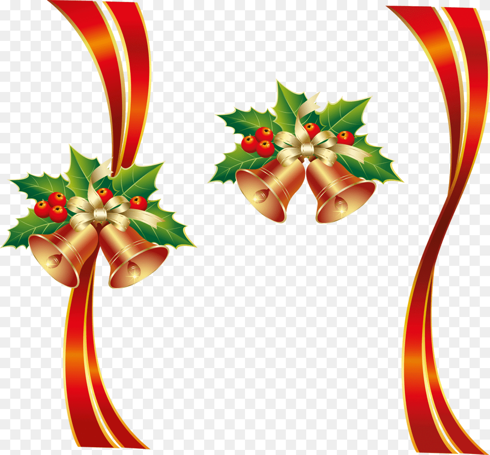 Christmas Ribbon Bells, Art, Graphics, Floral Design, Pattern Png Image