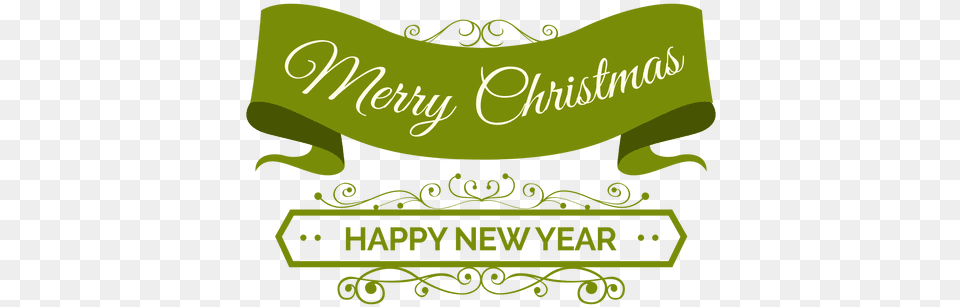 Christmas Ribbon New Year Badge Happy New Year Doodles Green, Advertisement, Poster, Text Free Png Download
