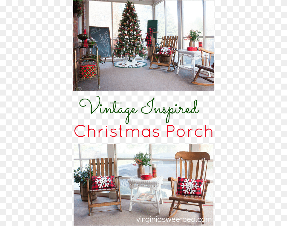 Christmas Rocking Chairs On Porch, Chair, Furniture, Plant, Christmas Decorations Png Image