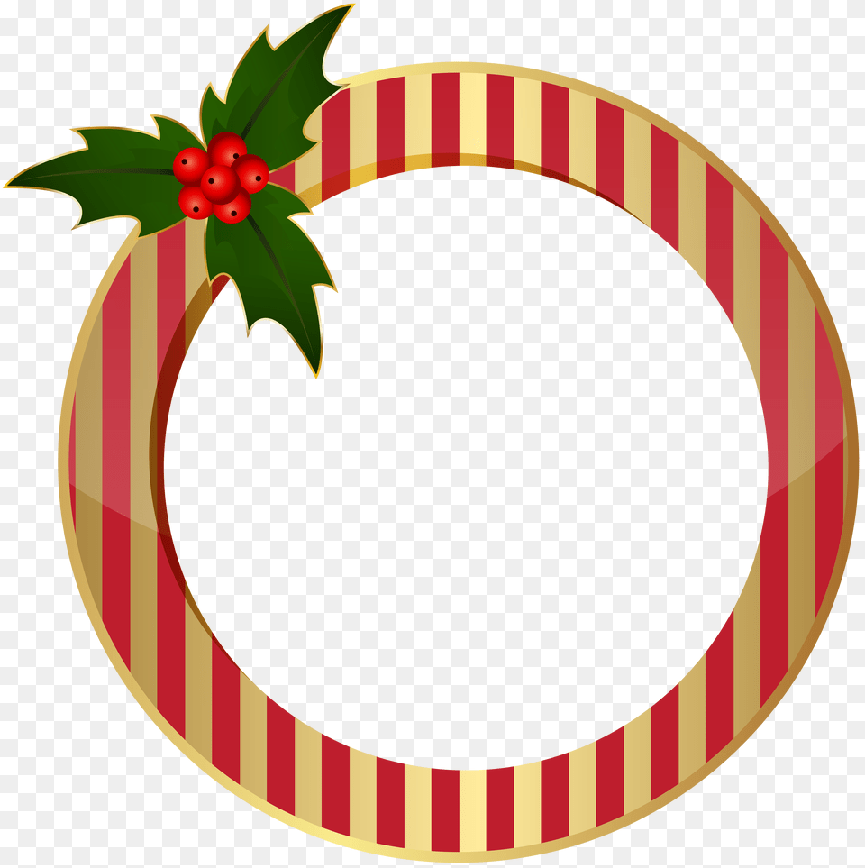Christmas Round Frame Clip, Oval, Leaf, Plant Free Png Download