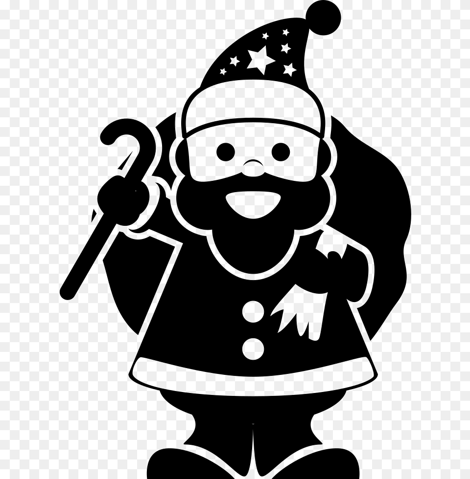 Christmas Santa Claus Character Holding Gifts Bag At Santa Claus Icon, Stencil, Baby, Person Png Image