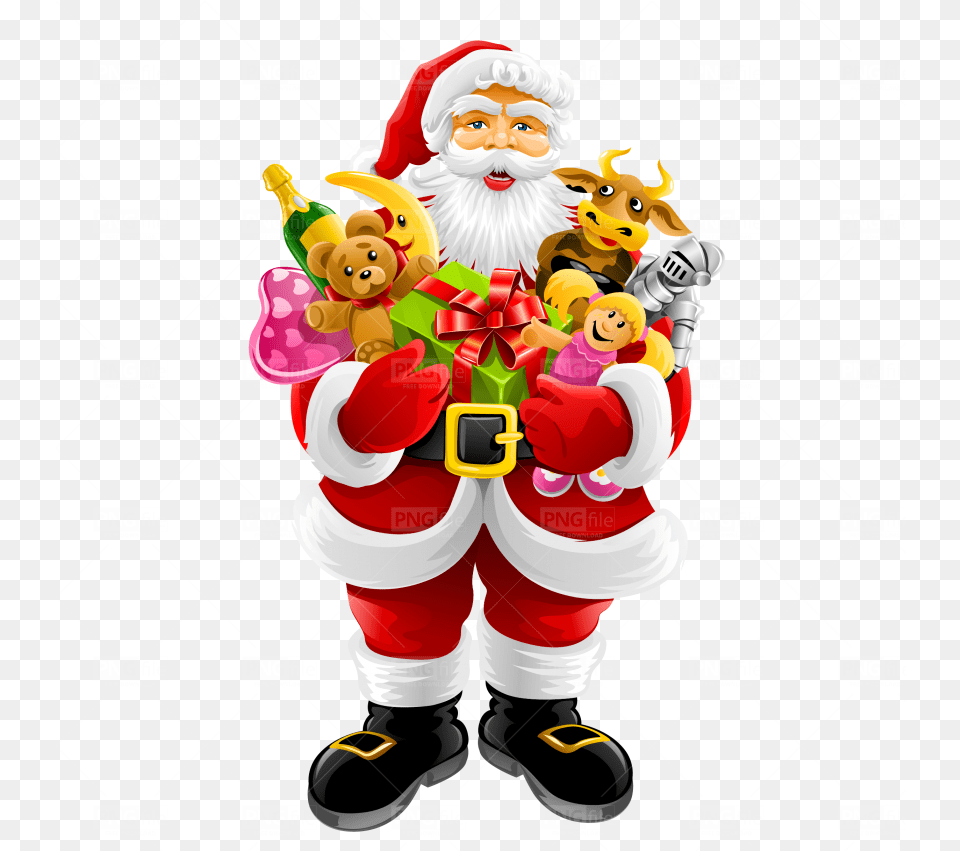 Christmas Santa Claus Download Santa Claus Cartoon Holding Gifts, Baby, Person, Face, Head Free Png