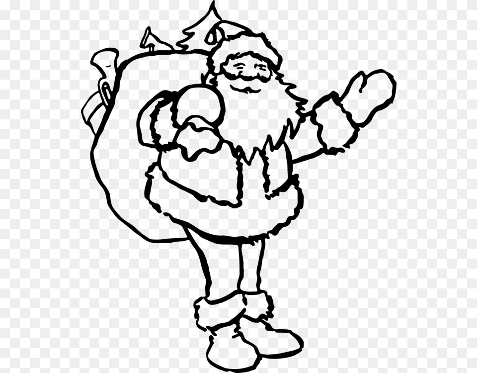 Christmas Santa Clipart Black And White, Gray Png