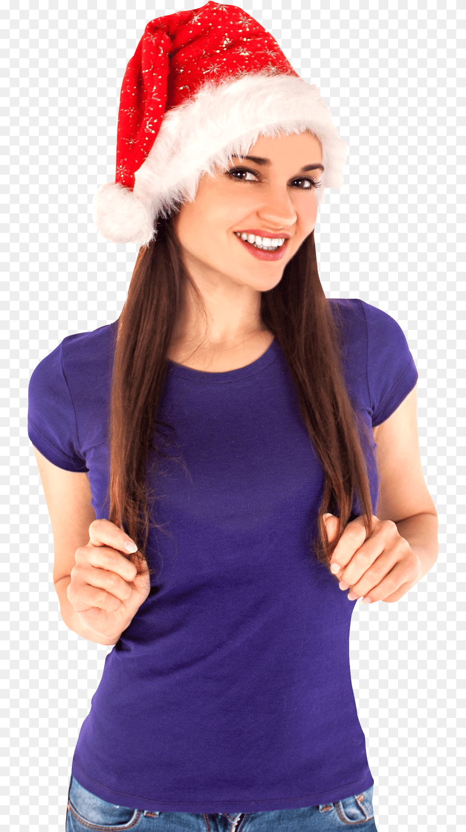 Christmas Santa Hat Woman Image Pngpix Girl Santa Cap, Clothing, Teen, Person, Pants Free Png