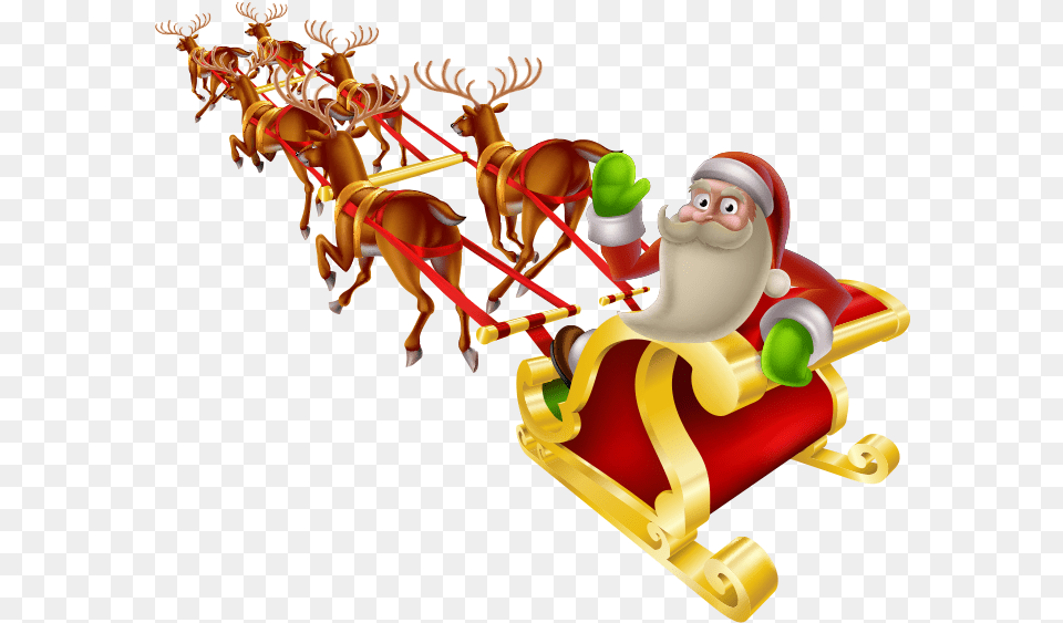 Christmas Santa Sleigh Clipart Papai Noel Com Treno E Renas, Outdoors, Dynamite, Weapon, Baby Png Image