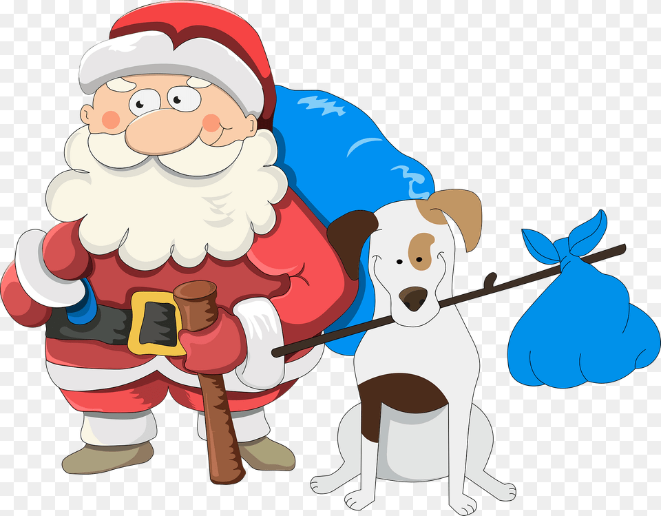 Christmas Santa With A Dog Clipart, Baby, Person, Animal, Bear Free Png Download