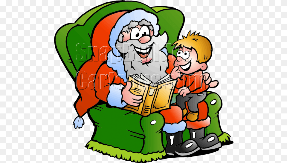 Christmas Santa With Little Boy Reading Christmas Story Clipart, Baby, Person, Face, Head Png Image