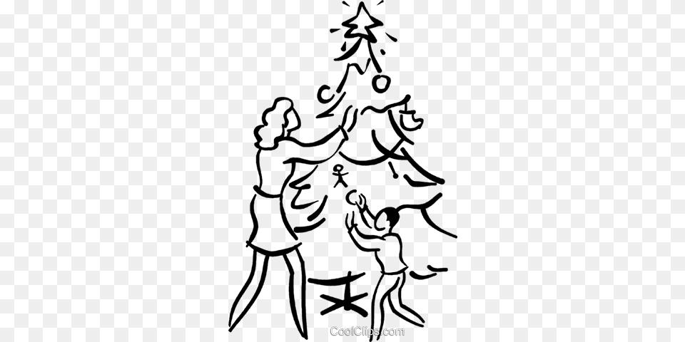 Christmas Scene Royalty Vector Clip Art Illustration, Person, Christmas Decorations, Festival, Christmas Tree Free Png Download