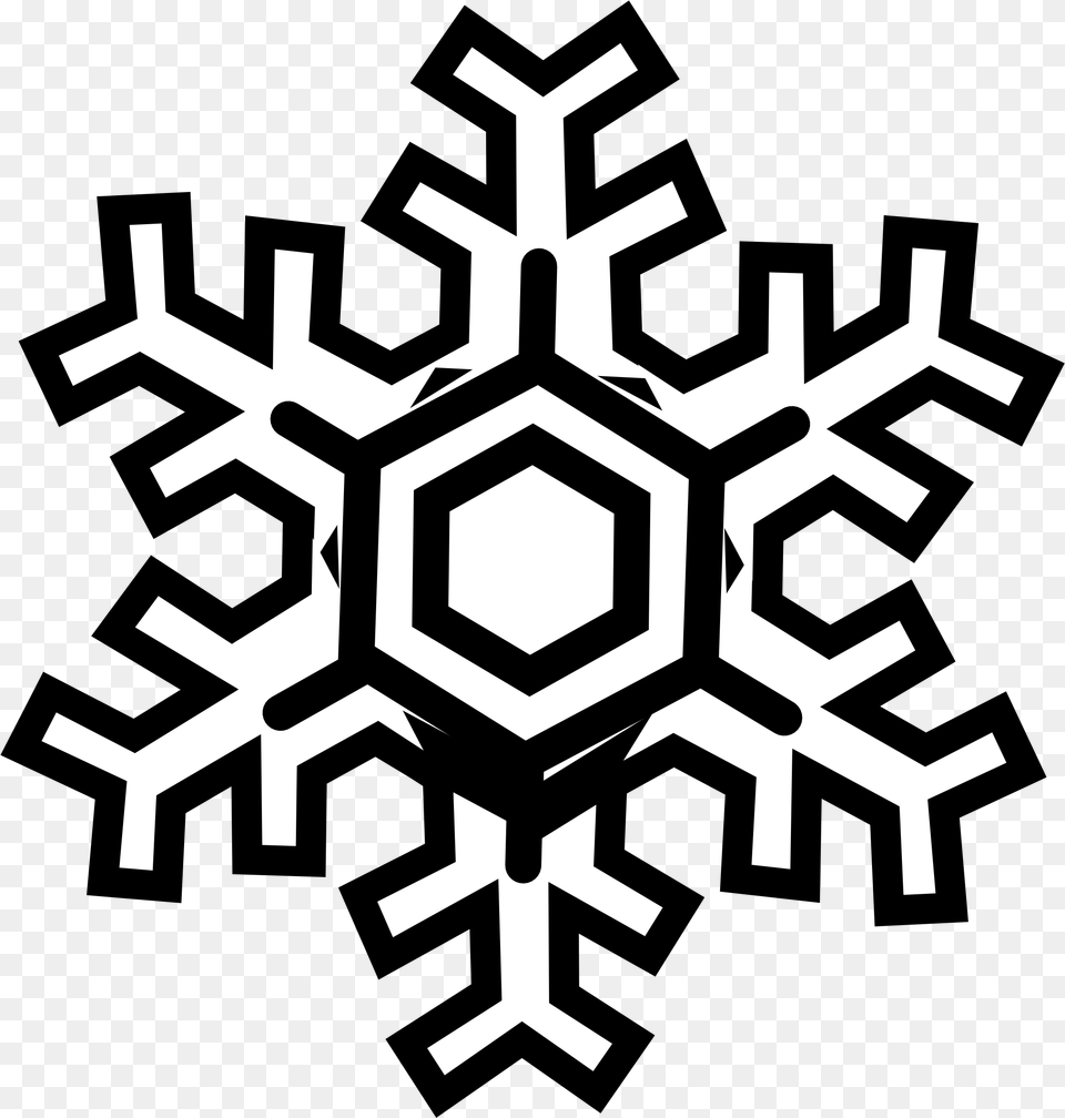 Christmas Snowflake Clip Art Black And White, Nature, Outdoors, Snow, Cross Free Png Download