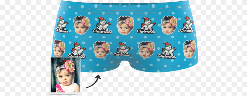 Christmas Snowman Kids Custom Face Boxer Briefs Boxer Shorts, Baby, Person, Head, Clothing Png Image