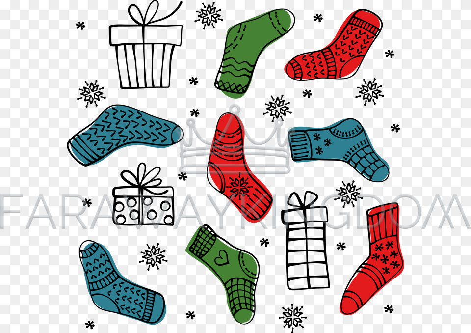 Christmas Sock Set New Year Cartoon Vector Illustration Clip Art, Clothing, Hosiery Free Transparent Png