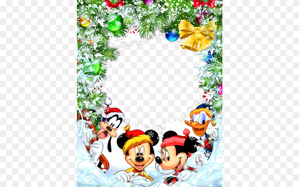 Christmas Star Frame With Mickey Mouse And Friends, Art Free Png Download