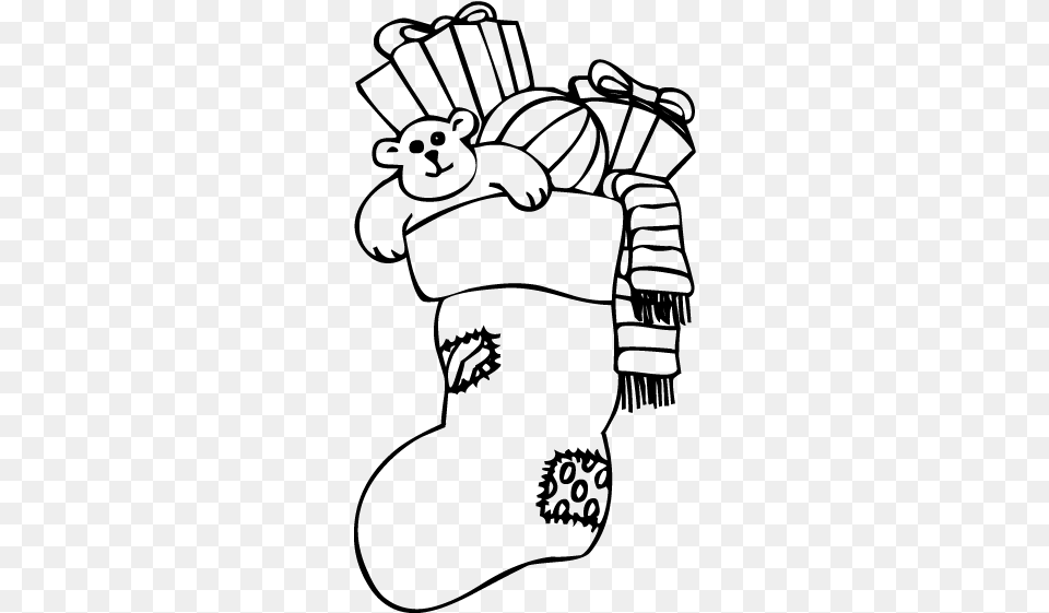 Christmas Stocking Coloring Pages, Gray Free Transparent Png