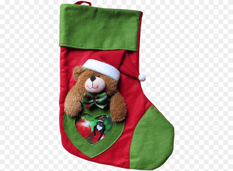 Christmas Stocking Gifts Decoration Stocking Real Christmas Transparent, Toy, Teddy Bear, Christmas Decorations, Hosiery Free Png Download