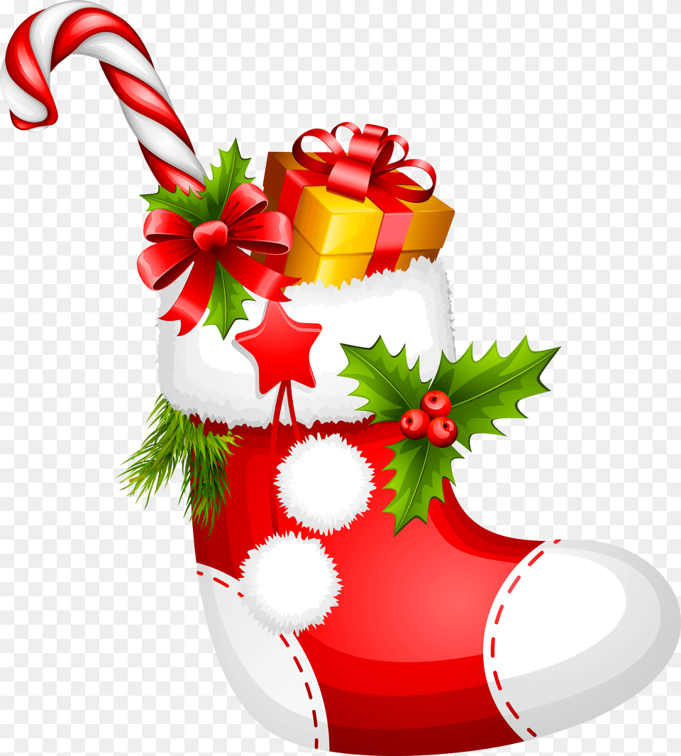 Christmas Stocking With Candy Cane Picture Transparent Christmas Stocking, Gift, Festival, Christmas Decorations, Clothing Free Png