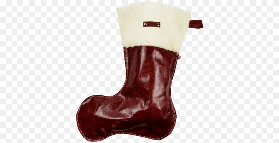 Christmas Stockings In Italian Red Leather With Wool Snow Boot, Clothing, Footwear, Christmas Decorations, Festival Free Png Download