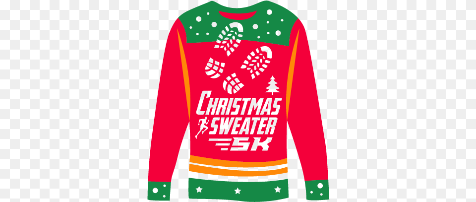 Christmas Sweater 5k Denver Colorado Running Long Sleeve, Clothing, Knitwear, Long Sleeve, Sweatshirt Png