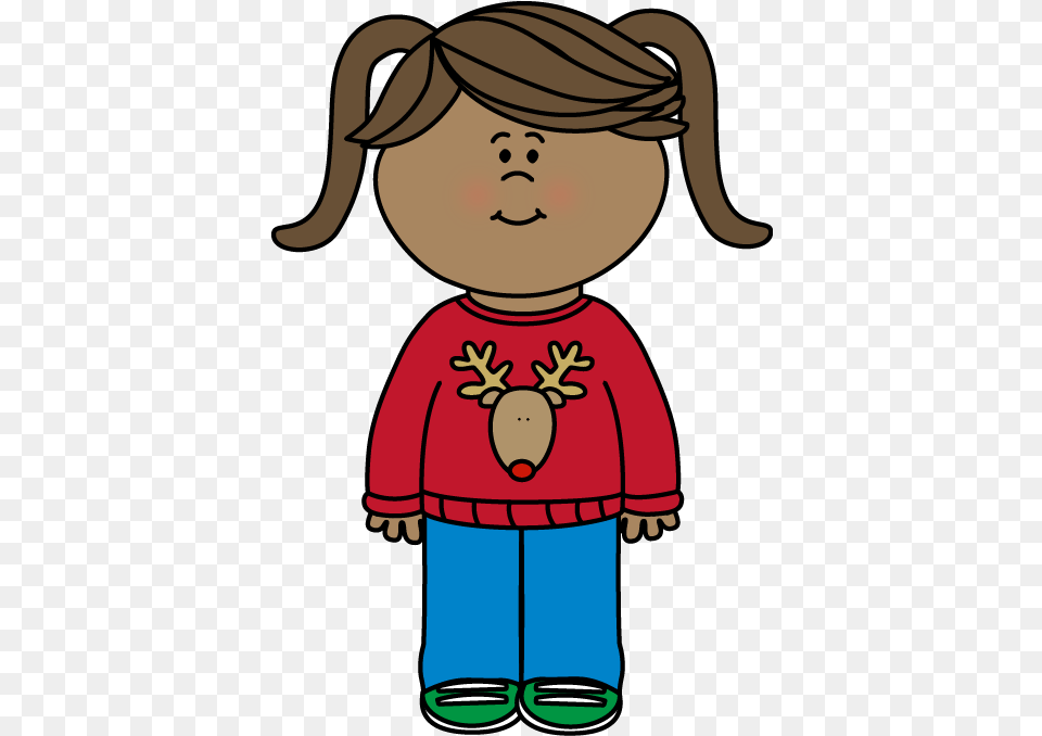 Christmas Sweater Clipart Clip Art Bay Girl Wearing Sweater Clipart, Baby, Person, Elf, Face Free Png