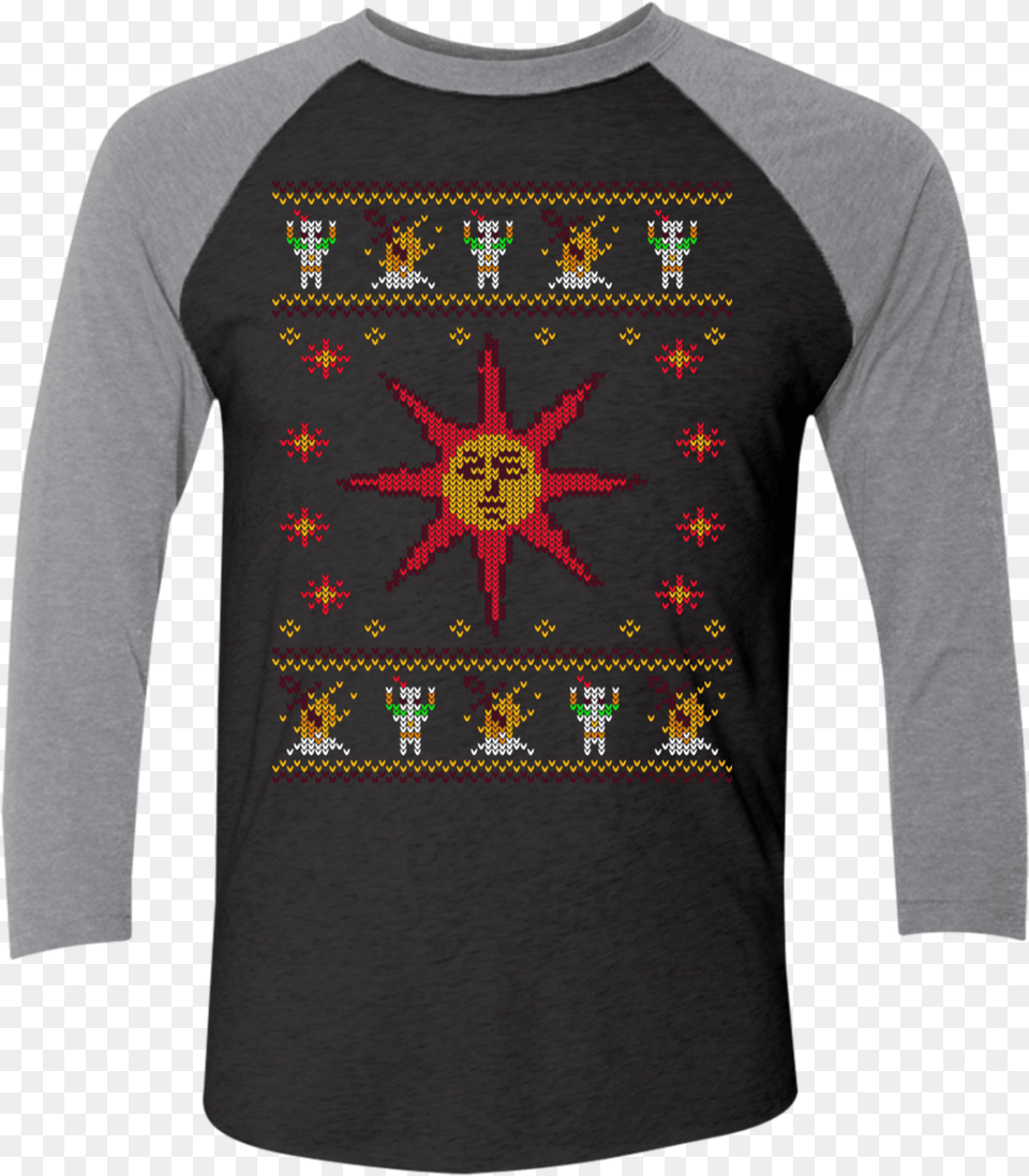 Christmas Sweater Dark Souls Men S Triblend 34 Sleeve Christmas Jumper 2018 Dark Souls, Clothing, Long Sleeve, T-shirt, Applique Png Image