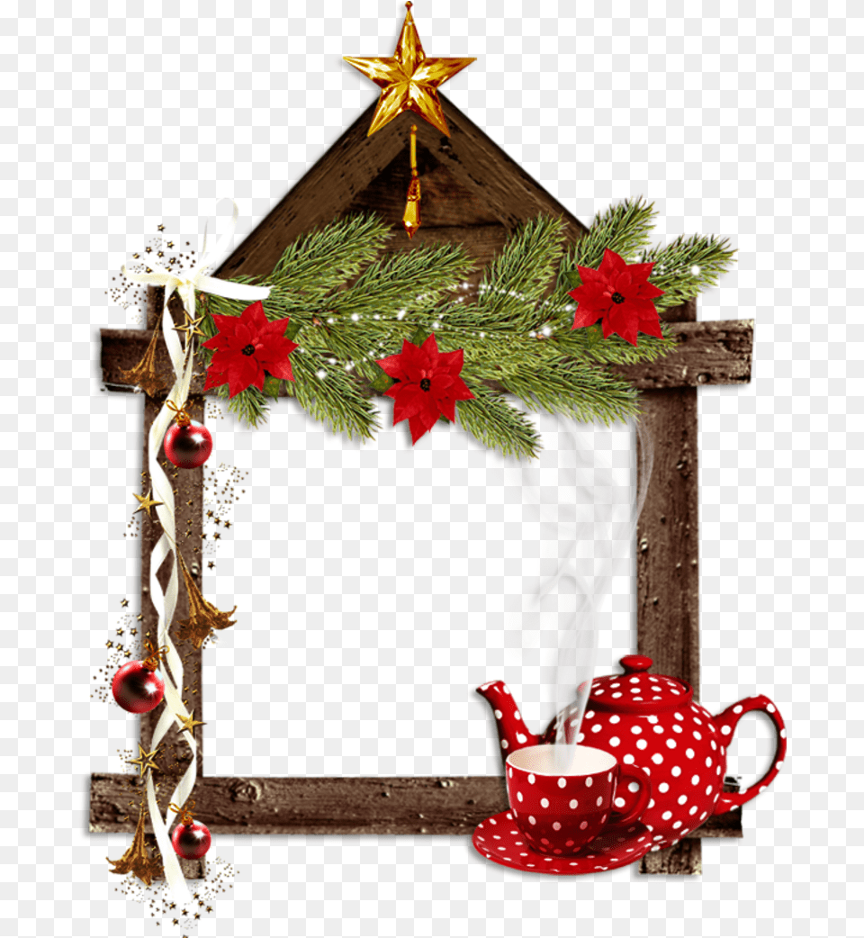 Christmas Tea Border Clipart, Cup, Pottery, Cookware, Pot Png