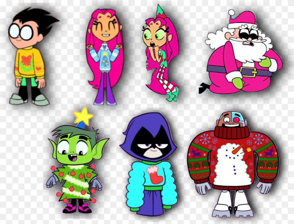 Christmas Teen Titans Go Sticker Pack Cartoon, Person, Baby, Book, Comics Png