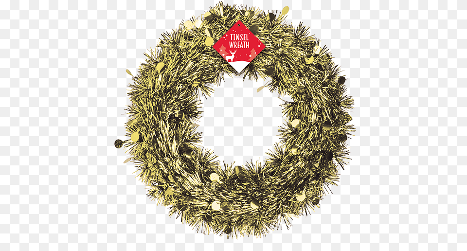 Christmas Tinsel Wreath 28cm Christmas Day Full Size Sign, Plant Free Png Download
