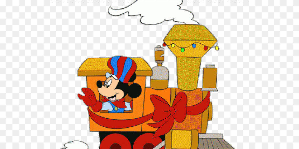 Christmas Train Clipart Mickey On Train, Cartoon Png