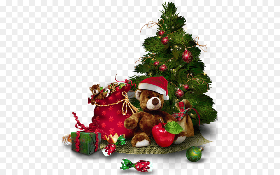 Christmas Tree, Teddy Bear, Toy, Christmas Decorations, Festival Free Transparent Png