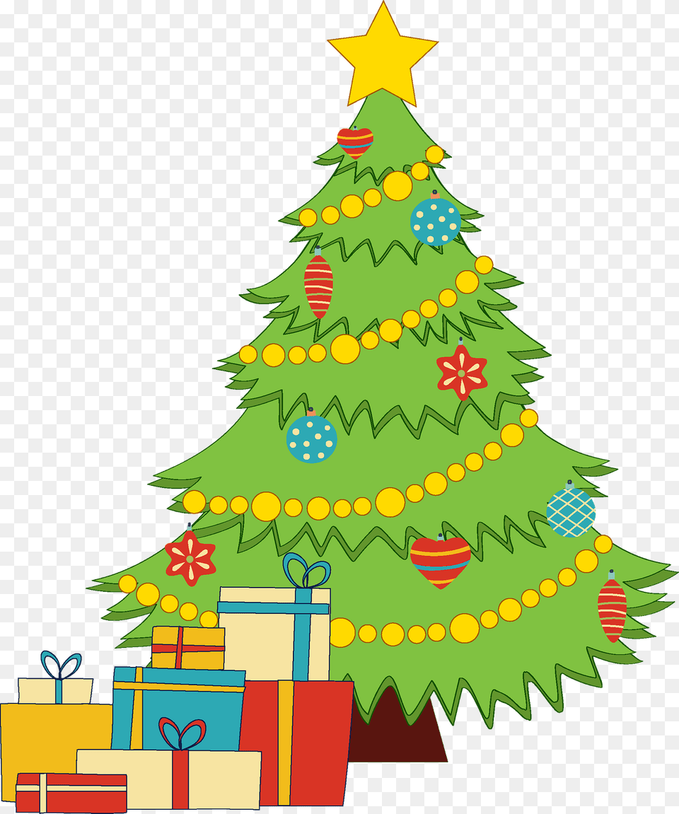 Christmas Tree And Presents Clipart, Christmas Decorations, Festival, Plant, Christmas Tree Free Png