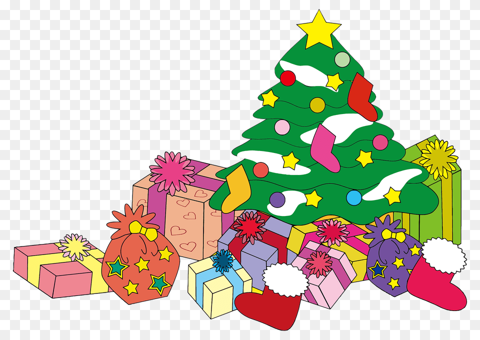 Christmas Tree And Presents Illustration Clipart, Christmas Decorations, Festival, Face, Head Free Png