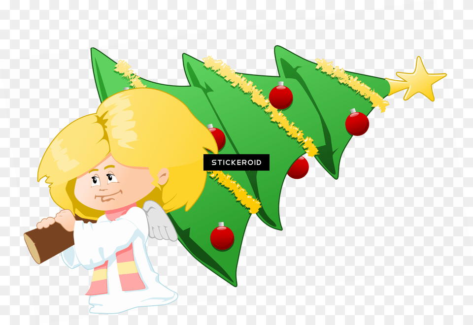 Christmas Tree Angel Greeting Cards Clipart Christmas Clip Art, Baby, Person, Face, Head Free Png Download
