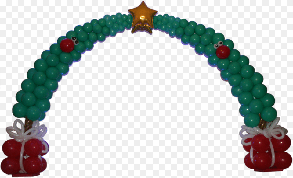 Christmas Tree Balloon Arch With Packaged At The Trunk Christmas Balloon Arch, Accessories, Architecture, Bead, Bracelet Free Png