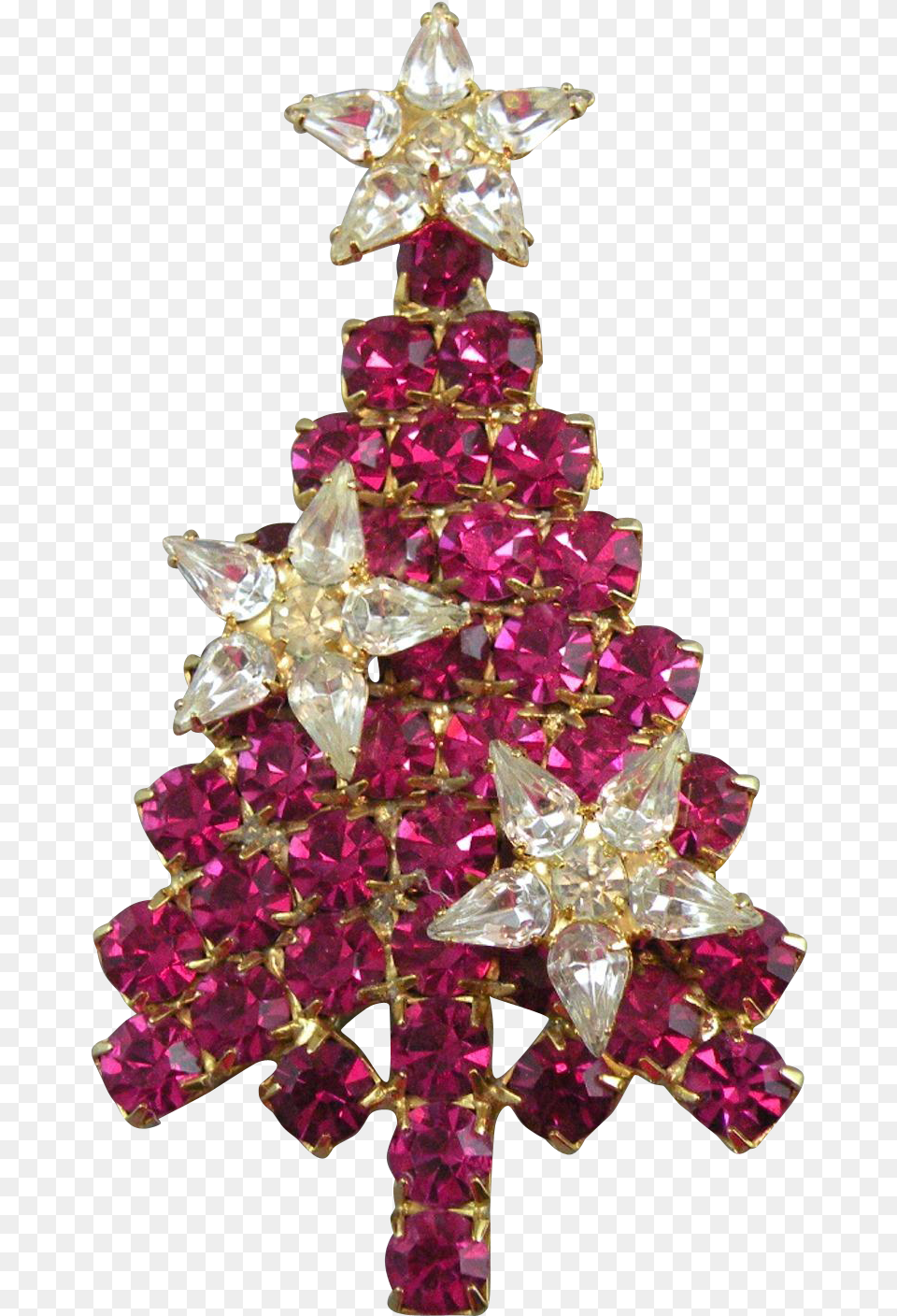 Christmas Tree Brooch With Red Rhinestones And Crystal Christmas Ornament, Accessories, Jewelry, Chandelier, Lamp Png