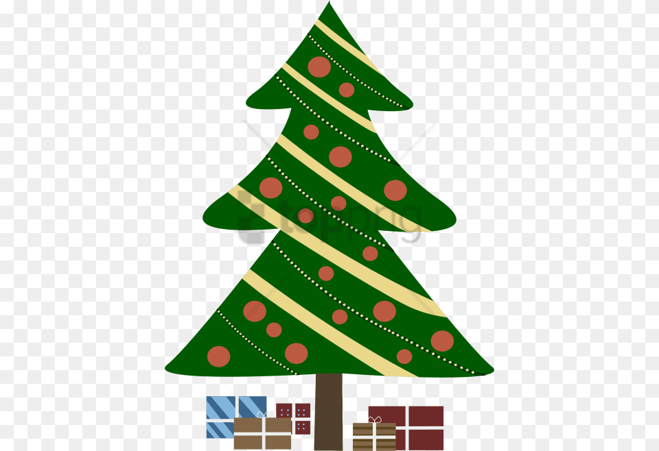 Christmas Tree Cartoon With Presents, Christmas Decorations, Festival, Rocket, Weapon Free Png Download