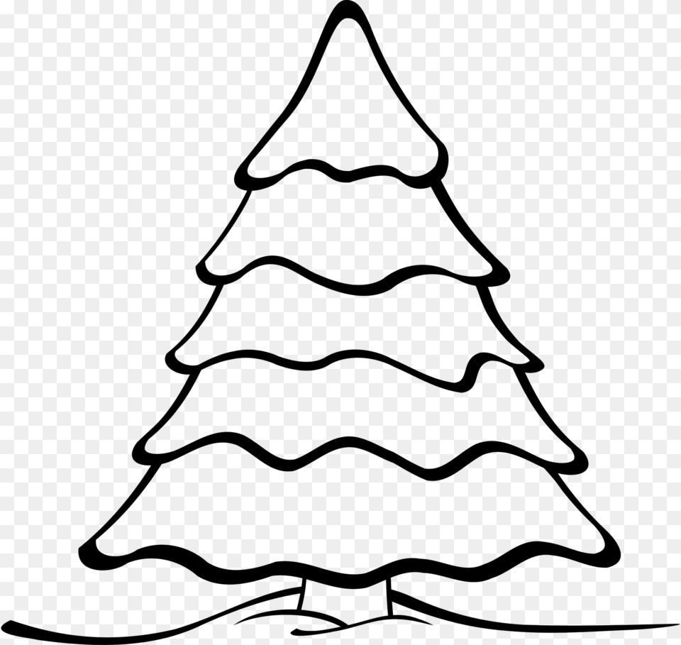 Christmas Tree Clipart Black And White, Gray Free Png