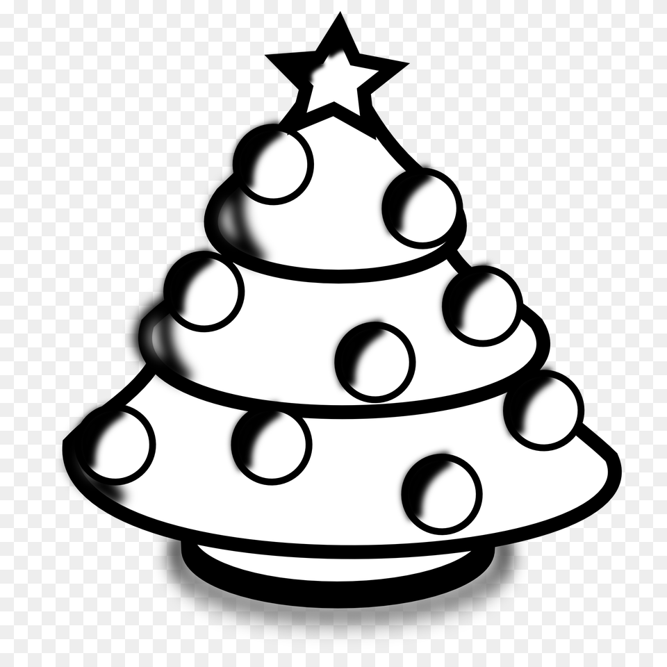Christmas Tree Clipart Black And White, Stencil, Ammunition, Grenade, Weapon Png Image