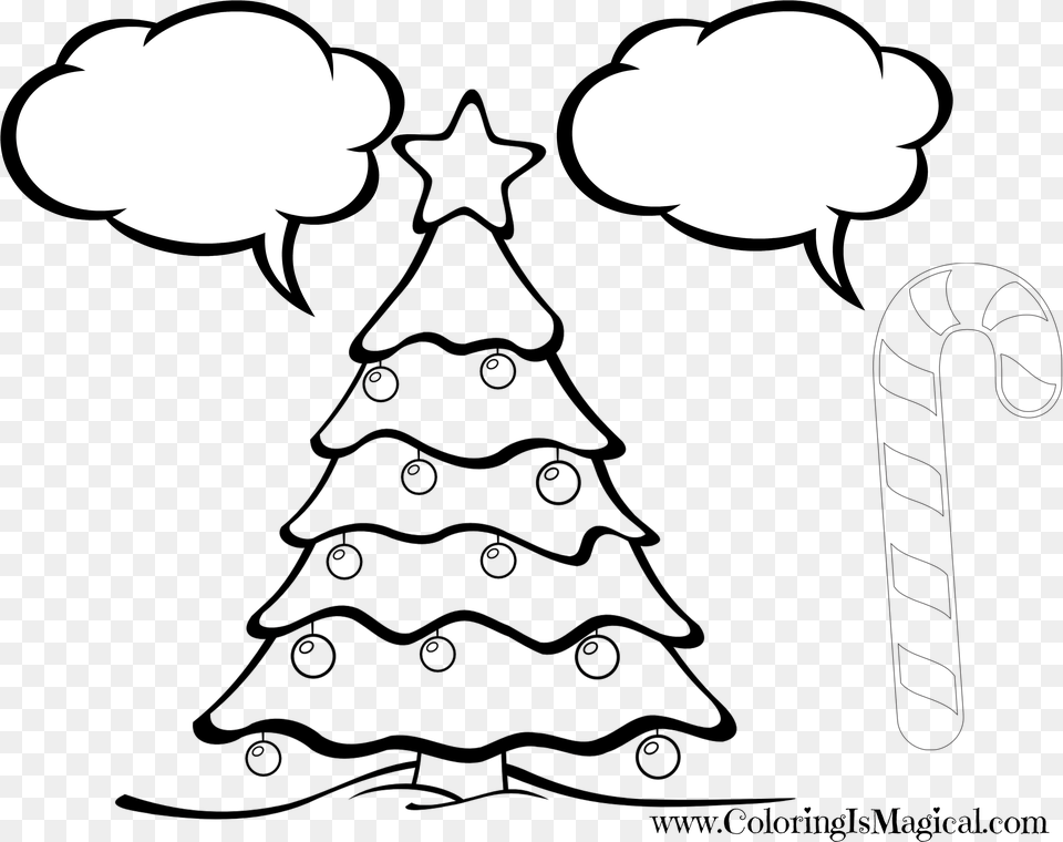 Christmas Tree Clipart Coloring Merry Christmas Tree Drawing, Stencil, Cutlery Free Png Download