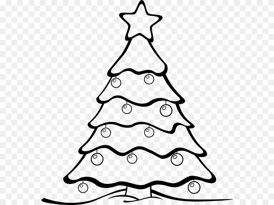 Christmas Tree Colouring Sheet, Gray Free Png Download