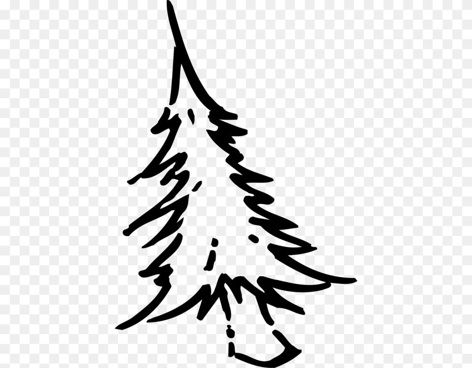 Christmas Tree Drawing, Gray Free Png Download