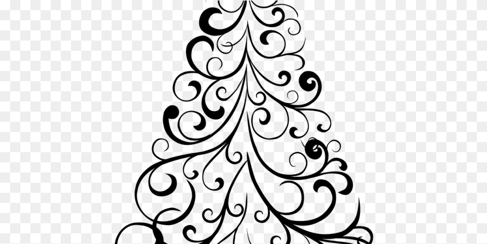 Christmas Tree Drawing S Christmas Tree Drawings, Gray Free Png